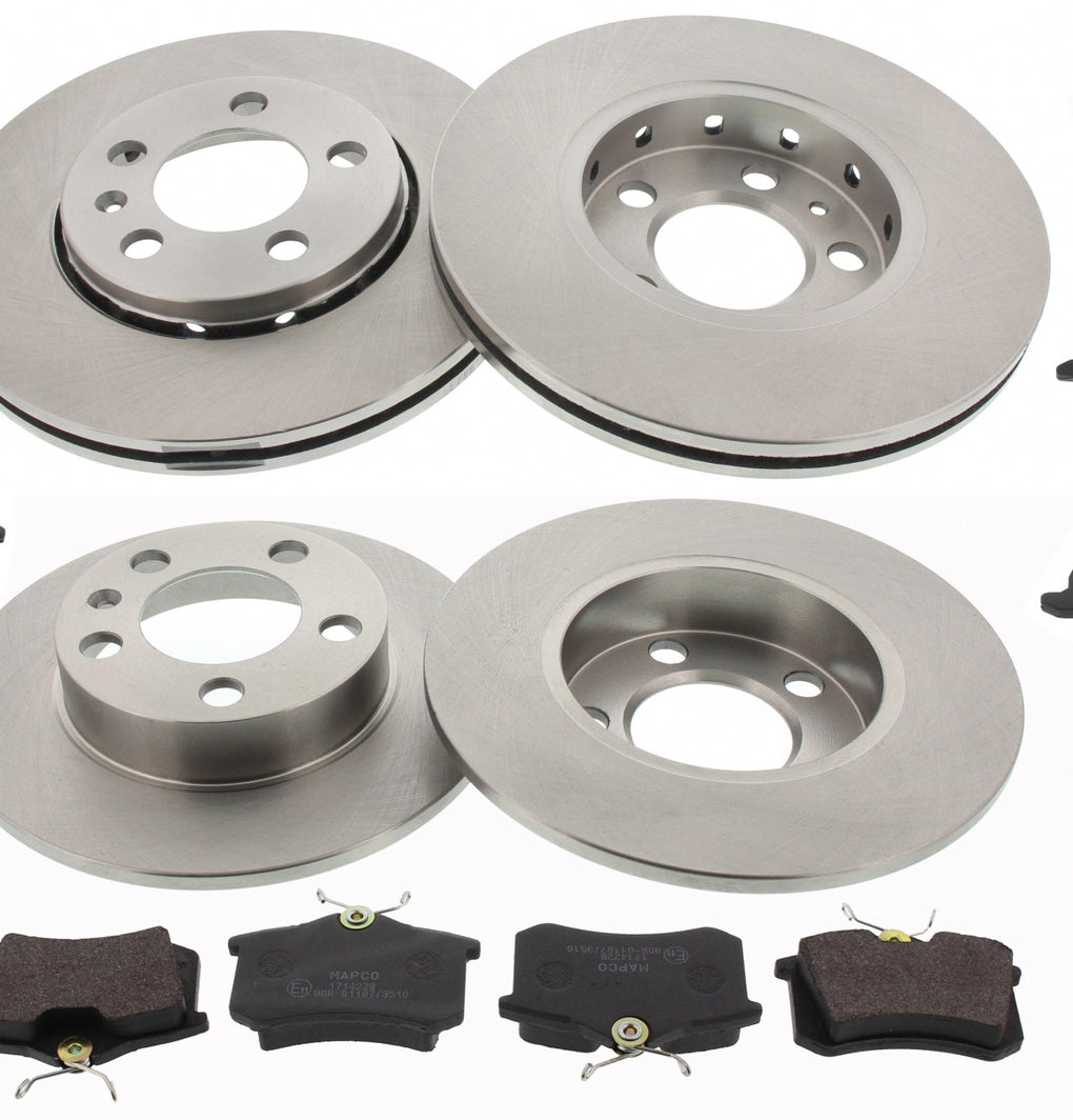 Front, Rear Brake Discs Pads Kit For AUDI A1, A2, A3, SEAT IBIZA, LEON, TOLEDO, SKODA FABIA, ROOMSTER, VW BORA, GOLF, POLO